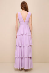 Amazing Evening Lavender Tiered Maxi Dress