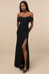 Song of Love Black Off-the-Shoulder Maxi Dress