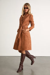Chic Calling Tan Suede Trench Coat