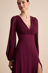 Marvelous Affair Burgundy Pleated Lace-Up Maxi Dress