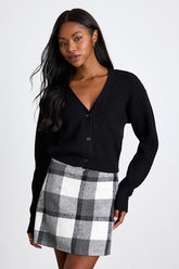 Mad For Plaid White and Grey Plaid Mini Skirt