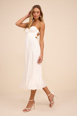 Irelyn White Satin Bustier Midi Dress