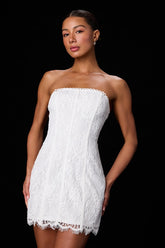 Daley White Lace Strapless Mini Dress