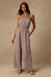 Dylan Brown Gingham Wide-Leg Jumpsuit