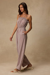 Dylan Brown Gingham Wide-Leg Jumpsuit