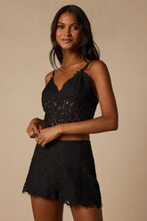 Dalia Black Lace High-Rise Shorts