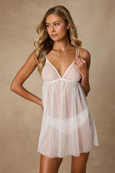 Alvina Ivory Sheer Mesh Pearl Lingerie Slip