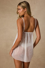Alvina Ivory Sheer Mesh Pearl Lingerie Slip