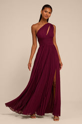 Rita Burgundy One-Shoulder Maxi Dress
