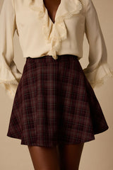 Addington Burgundy & Black Plaid Mini Skirt