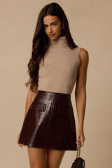 Jonie Brown Vegan Leather Mini Skirt