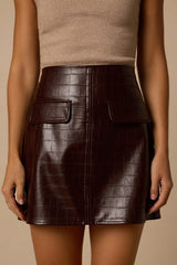 Jonie Brown Vegan Leather Mini Skirt