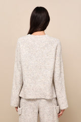 Signature Sunday Heather Beige Raglan Sleeve Pullover Sweater