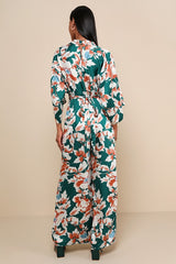 From Sunrise Teal Floral Print Wide-Leg Jumpsuit