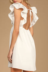 Marvelous Time White Ruffled Mini Dress
