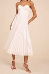 Irelyn White Satin Bustier Midi Dress