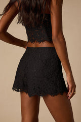 Dalia Black Lace High-Rise Shorts
