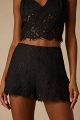 Dalia Black Lace High-Rise Shorts