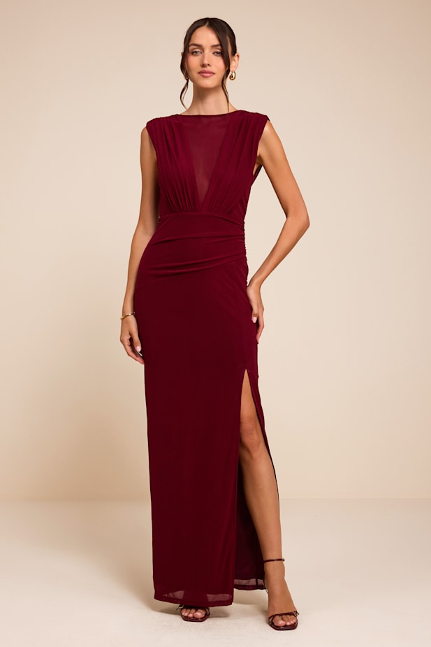 Beatrix Berry Plunge Maxi Dress