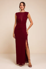 Beatrix Berry Plunge Maxi Dress