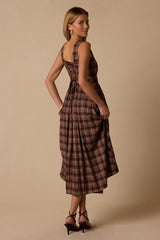 Dolly Brown Plaid Maxi Dress