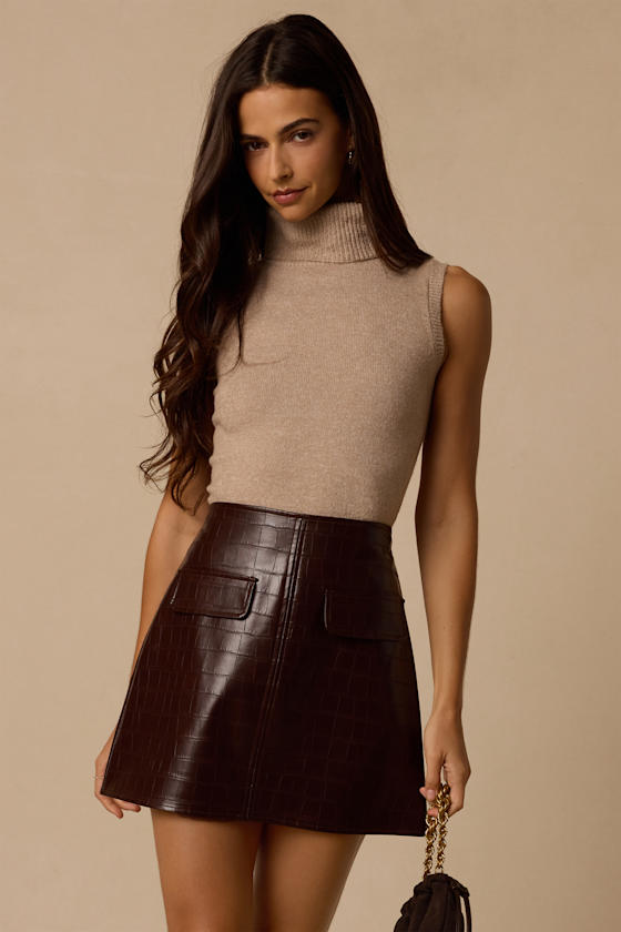 Jonie Brown Vegan Leather Mini Skirt