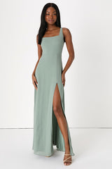 Remarkable Arrival Sage Brush Sleeveless Maxi Dress